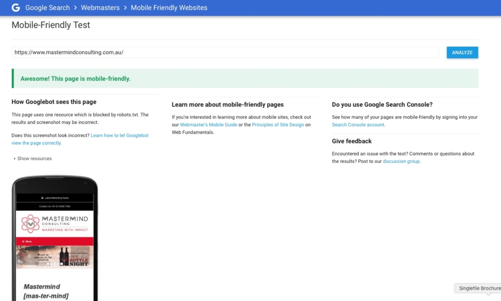 Google Mobile Friendly Test